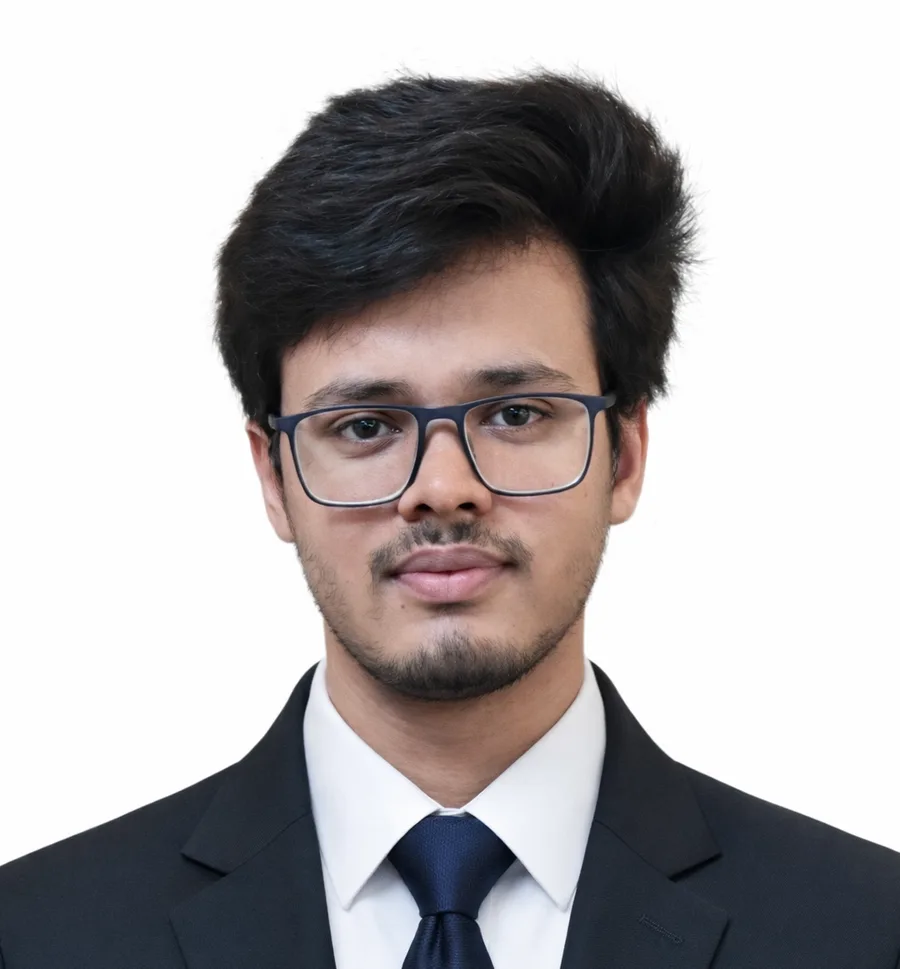 Headshot of Sourabh Singh in a dark suit, white shirt and navy tie